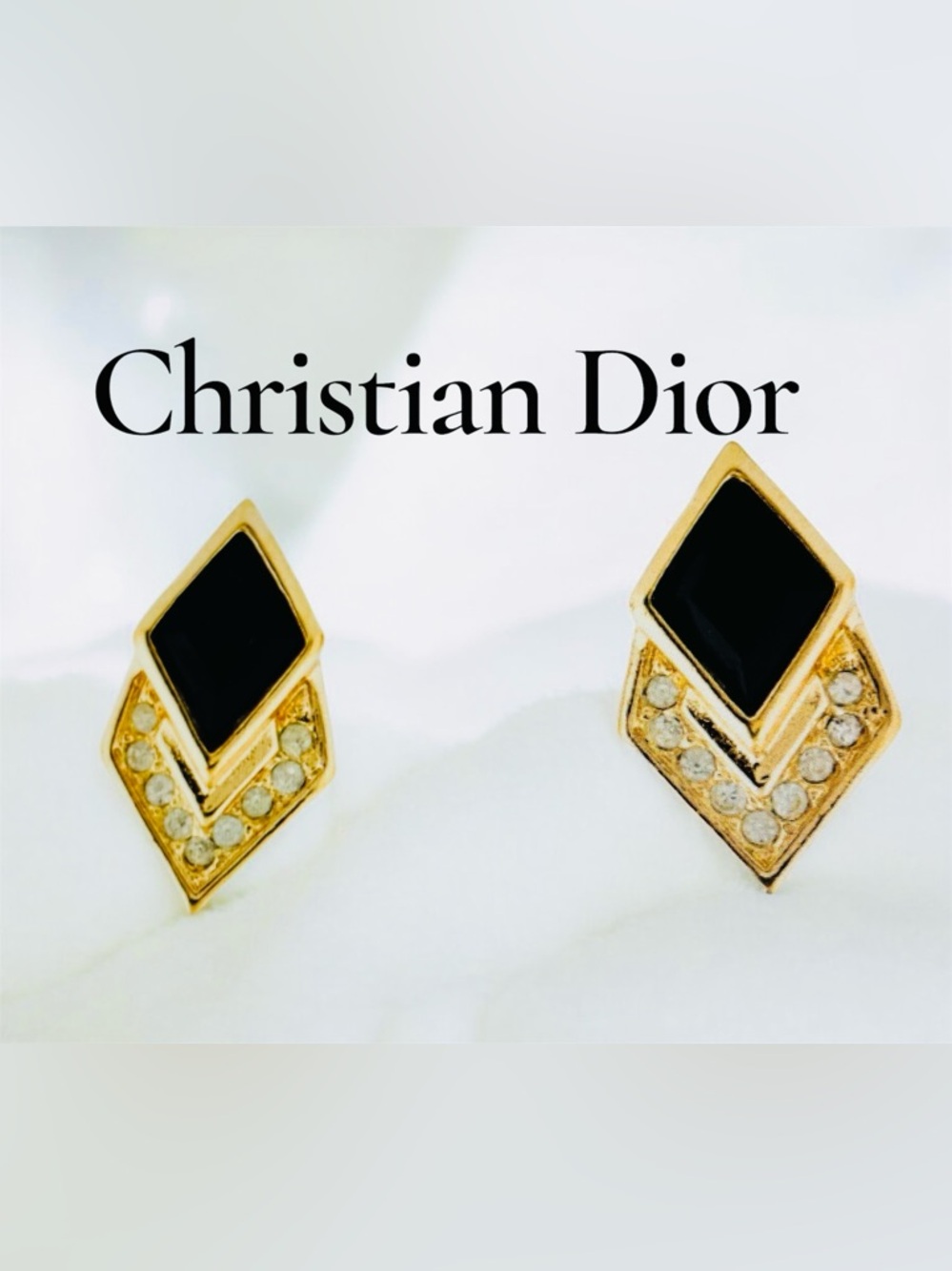 Christian Dior Vintage Crystal Clip-on Earrings with COA